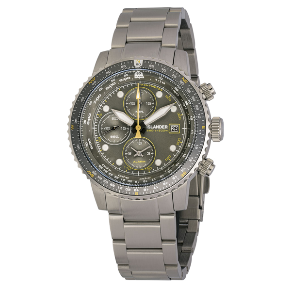 Islander Watch Calverton Flight Chronograph Alarm Grey Dial #ISL-325