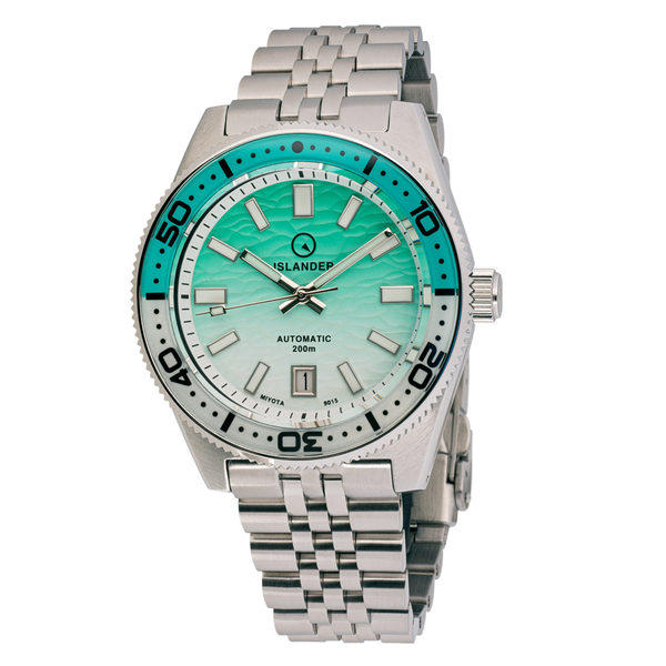 Islander Watch Northport Hi-Beat Automatic Seafoam Green and White Ripple Dial #ISL-155