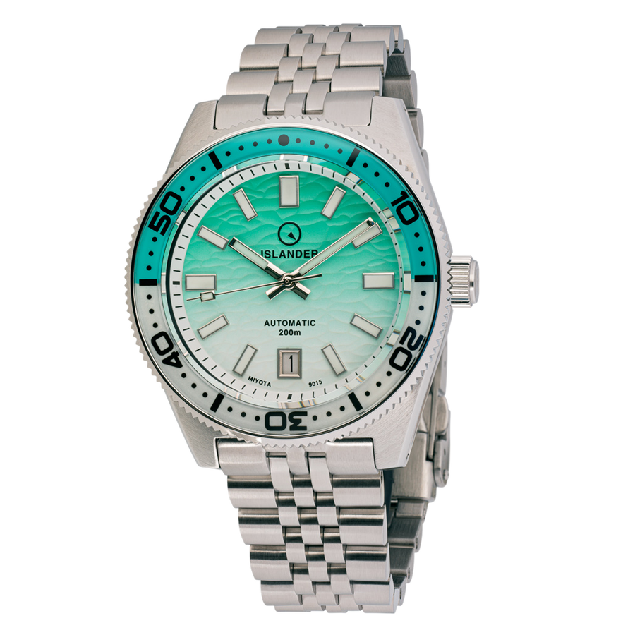 Islander Watch Northport Hi-Beat Automatic Seafoam Green and White Ripple Dial #ISL-155
