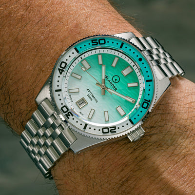 Islander Watch Northport Hi-Beat Automatic Seafoam Green and White Ripple Dial #ISL-155