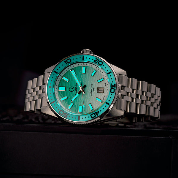 Islander Watch Northport Hi-Beat Automatic Seafoam Green and White Ripple Dial #ISL-155