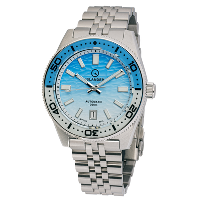 Islander Watch Northport Hi-Beat Automatic Blue and White Ripple Dial #ISL-195