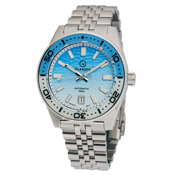 Islander Watch Northport Hi-Beat Automatic Blue and White Ripple Dial #ISL-195