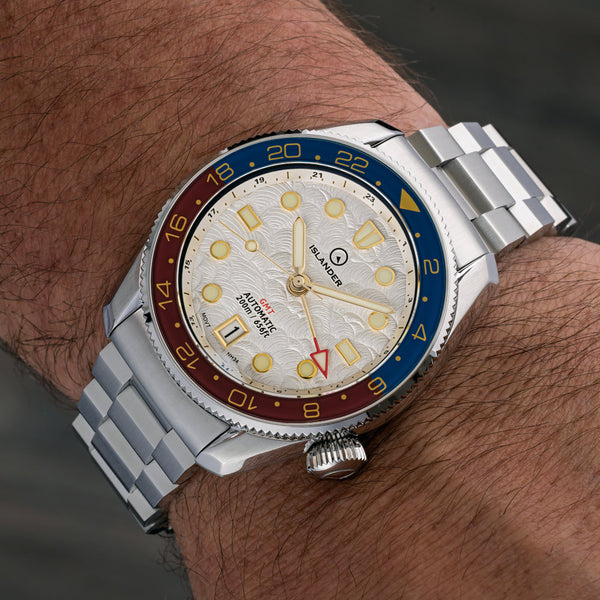 Islander Watch JFK Automatic GMT White Cloud Dial #ISL-206