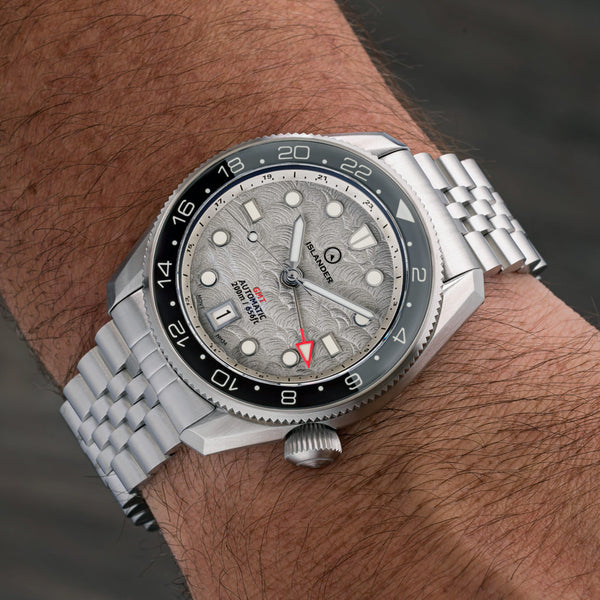 Islander Watch JFK Automatic GMT Grey Cloud Dial #ISL-208