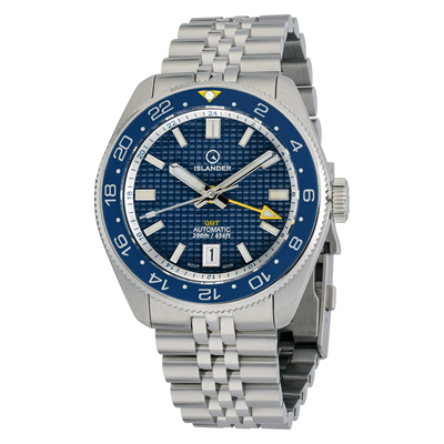 Islander Watch Automatic GMT Blue Waffle Dial #ISL-214