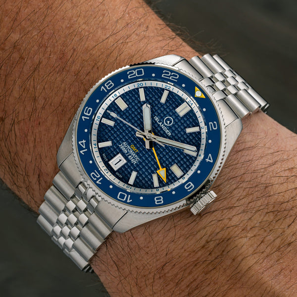Islander Watch Automatic GMT Blue Waffle Dial #ISL-214