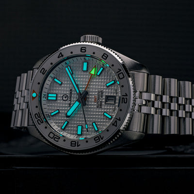 Islander Watch Automatic GMT White Waffle Dial #ISL-215