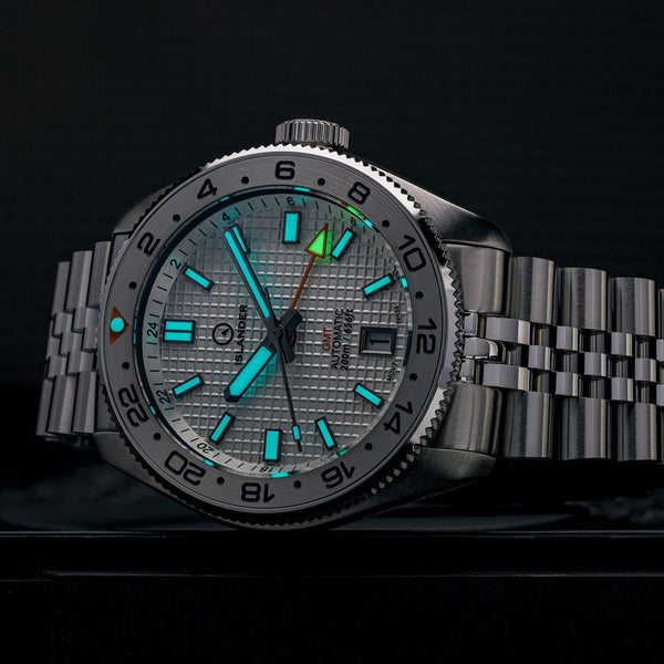 Islander Watch Automatic GMT White Waffle Dial #ISL-215