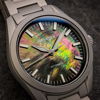 Islander Watch Thunderbolt Pilot Black Mother of Pearl Dial #ISL-322