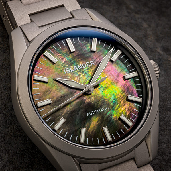 Islander Watch Thunderbolt Pilot Black Mother of Pearl Dial #ISL-322