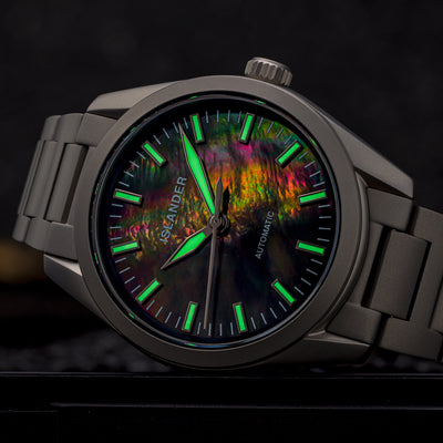 Islander Watch Thunderbolt Pilot Black Mother of Pearl Dial #ISL-322