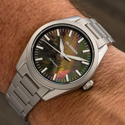 Islander Watch Thunderbolt Pilot Black Mother of Pearl Dial #ISL-322