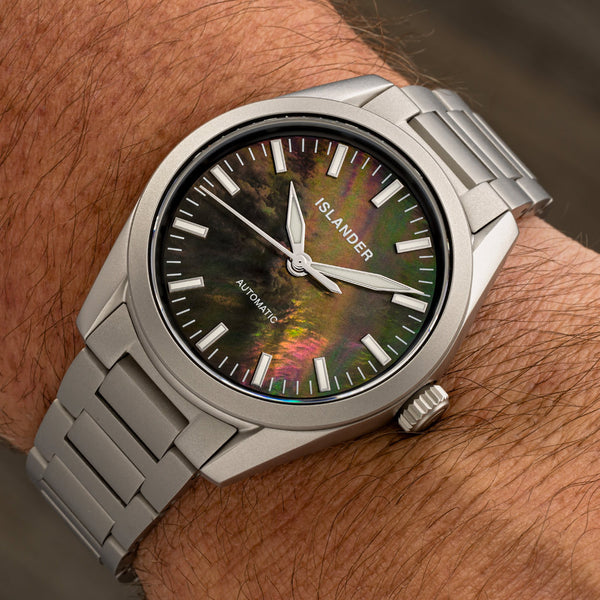 Islander Watch Thunderbolt Pilot Black Mother of Pearl Dial #ISL-322