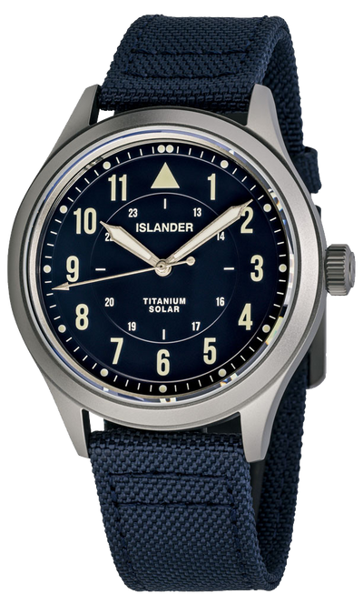Islander Watch Babylon Titanium Solar Field Watch Blue Dial #ISL-334