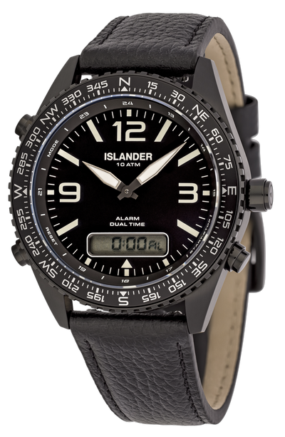 Islander Watch Rocky Point Analog-Digital Black Dial PVD #ISL-331
