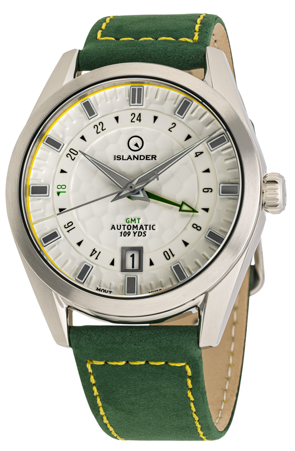 Islander Watch Melville GMT White Golf Ball Hammer Dial #ISL-211