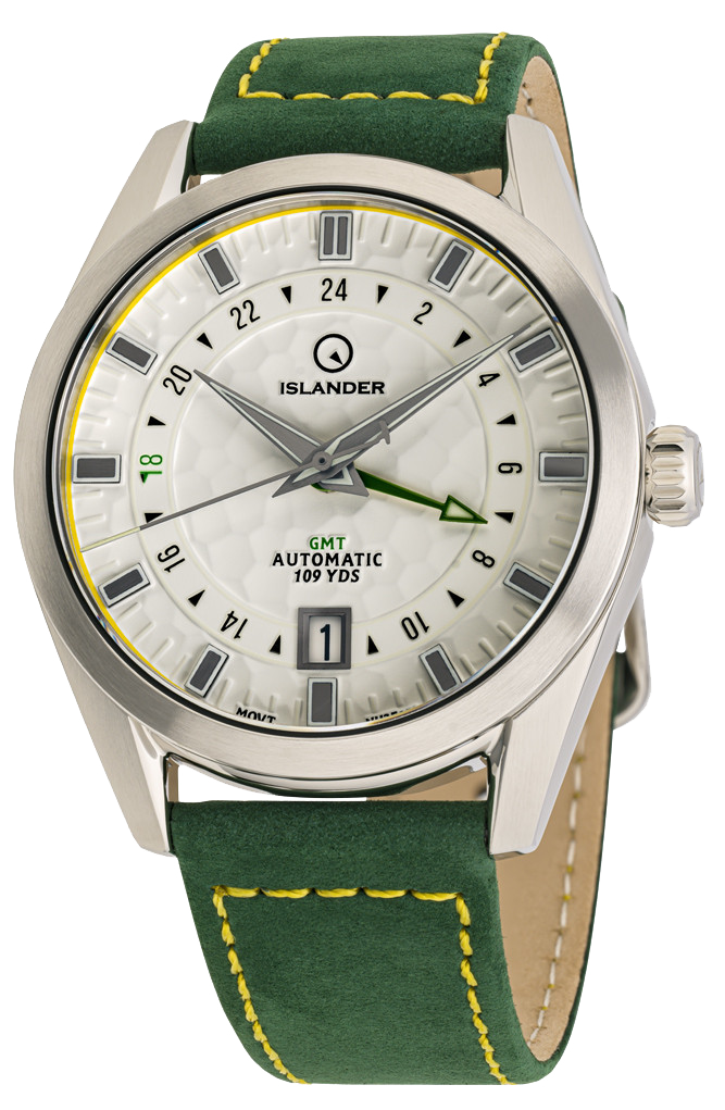 Islander Watch Melville GMT White Golf Ball Hammer Dial #ISL-211