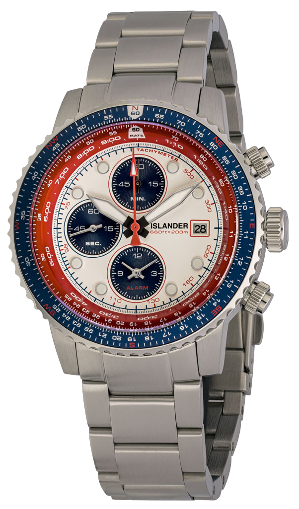 Islander Watch Calverton Flight Chronograph Alarm White #ISL-324