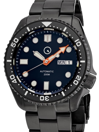 Islander Watch Automatic Dive Watch Black Dial DLC #ISL-34