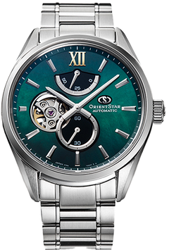 Orient Star オープン心臓 ブラックレザー Orient Star Open-Hear Automatic with Sapphire Crystal and