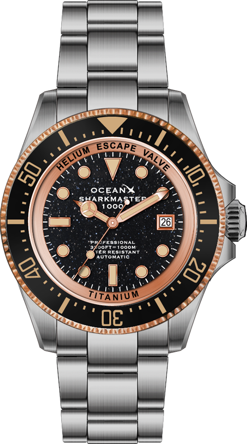 OceanX Sharkmaster 1000 Titanium SMTi1001 Black Gold Sand Stone Limited Edition