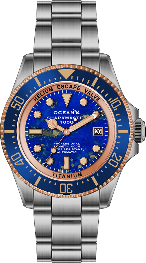 OceanX Sharkmaster 1000 Titanium  SMTi1002 Lapis Lazuli Stone Limited Edition