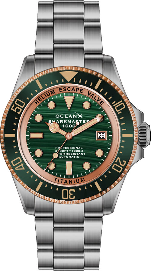 OceanX Sharkmaster 1000 Titanium  SMTi1003 Malachite Stone Limited Edition