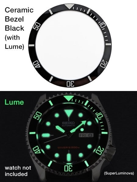 Islander Watch Black Ceramic Luminous Bezel Insert for Seiko SKX007, SKX009, SKX011 #C02-01