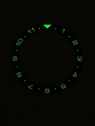 Islander Watch Black Ceramic Luminous Dual-Time Bezel Insert for Seiko SKX007, SKX009, SKX011 #C07