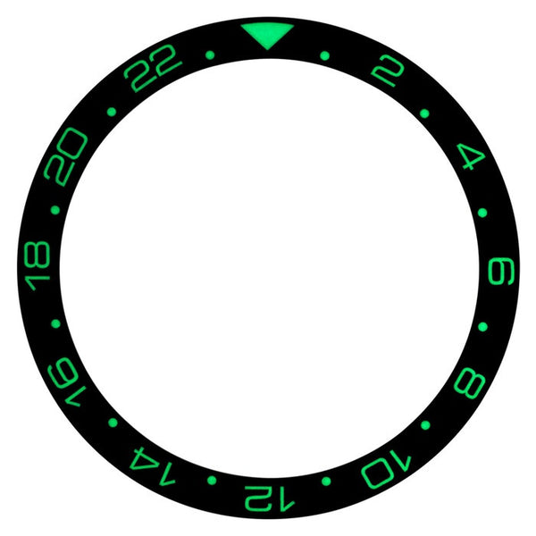 Islander Watch Black and Blue 24 hour GMT Ceramic Luminous Bezel Insert for SKX007 #C43