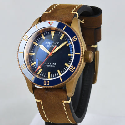 Aquatico Bronze Sea Star Blue Ceramic Bezel No Date (Pre-owned)