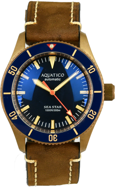Aquatico Bronze Sea Star Blue Ceramic Bezel No Date (Pre-owned)