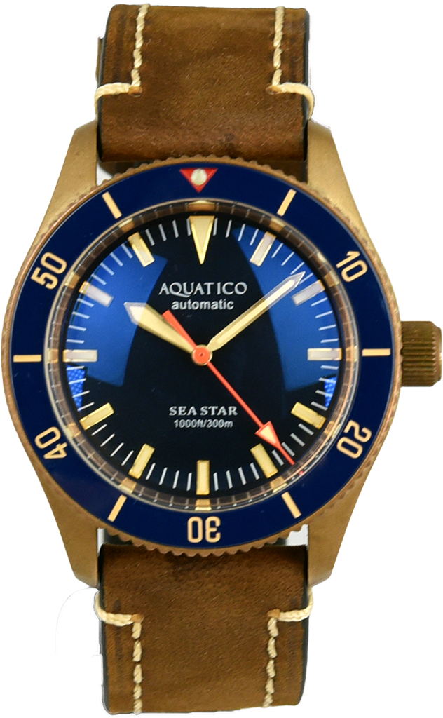 Aquatico Bronze Sea Star Blue Ceramic Bezel No Date (Pre-owned)