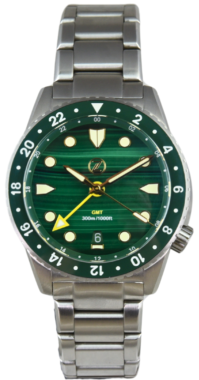 Zelos Mako GMT Malachite Timekeepers Edition (Pre-owned)