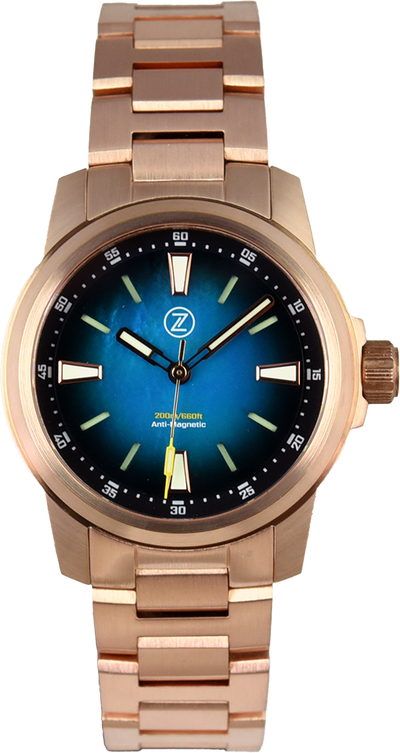 Zelos Aurora Field 38mm Bronze Teal MOP (Pre-owned)