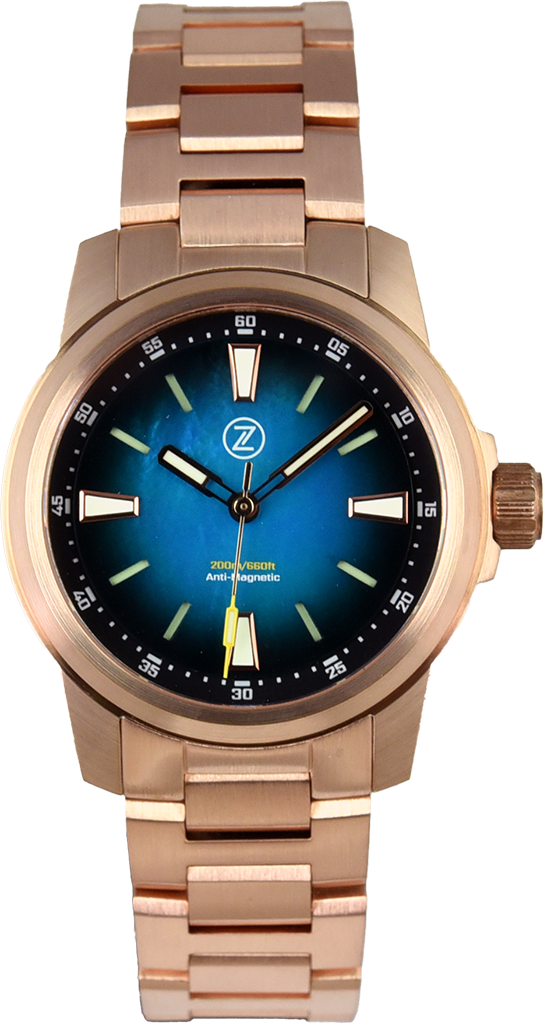 Zelos Aurora Field 38mm Bronze Teal MOP (Pre-owned)
