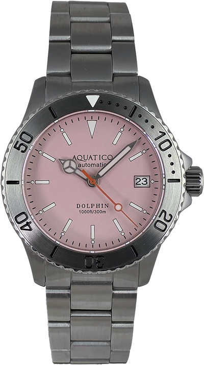 Aquatico Dolphin 39mm Automatic Dive Watch Pink (Pre-owned)