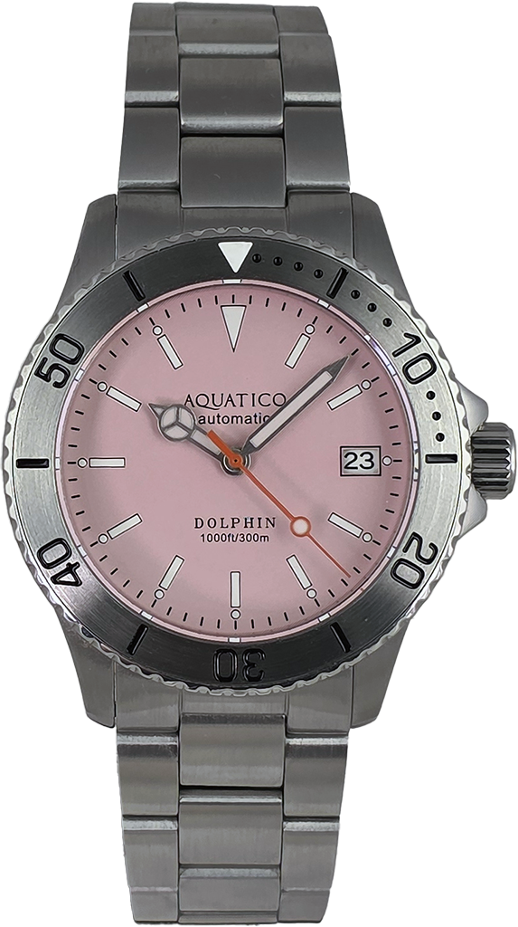 Aquatico Dolphin 39mm Automatic Dive Watch Pink (Pre-owned)