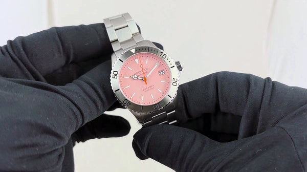 Aquatico Dolphin 39mm Automatic Dive Watch Pink (Pre-owned)