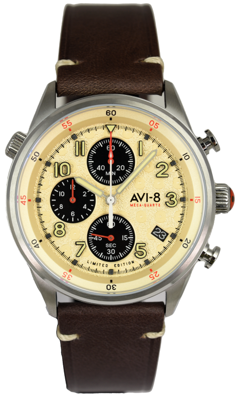AVI-8 Mens 43mm Hawker Hunter Duke Chronograph Halton Japanese Meca-Quartz Pilot Watch with Leather Strap AV-4080-01 AVI-8 Mens 43mm Hawker Hunter Duke Chronograph Halton Japanese Meca-Quartz Pilot Watch with Leather Strap AV-4080-01