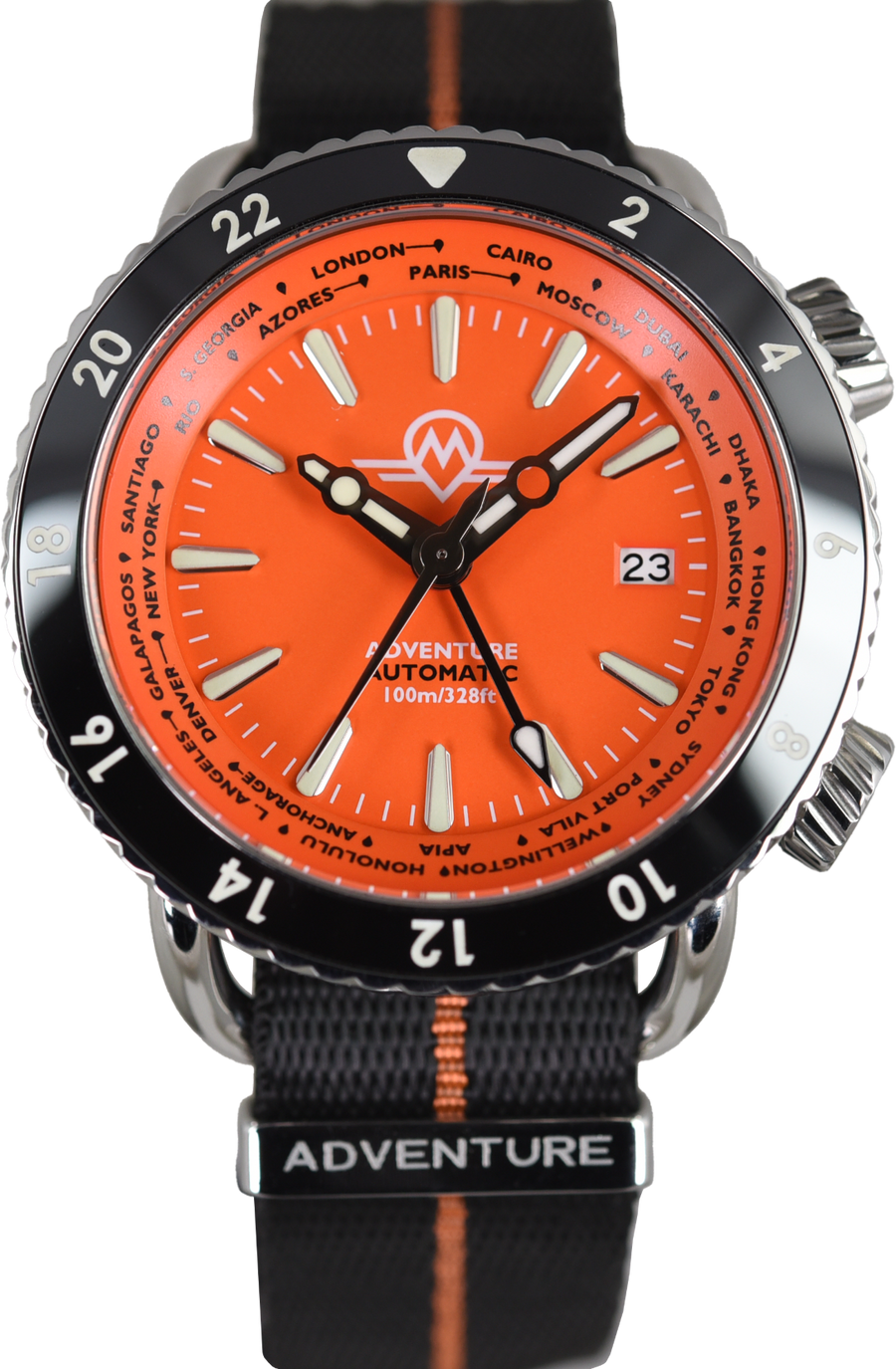 Monro Adventure MA-3 GMT World Timer Sunset Orange (Pre-owned)