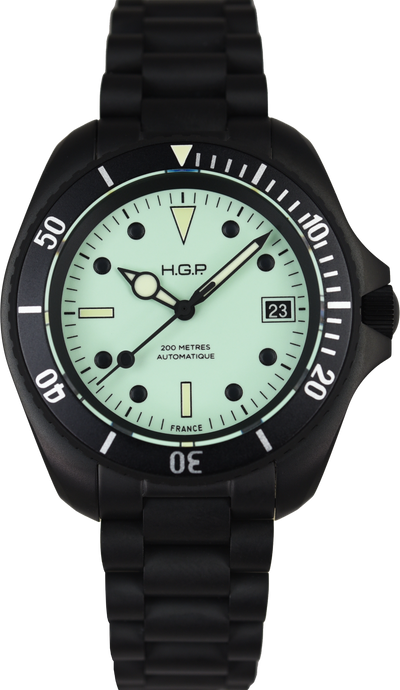 H.G.P. Night Diver 200M Automatic Full-Lume & Black PVD (Pre-owned)
