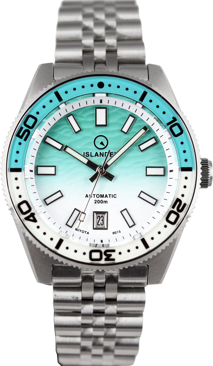Islander Watch Northport Hi-Beat Automatic Seafoam Green and White Ripple Dial #ISL-155 (Pre-owned)