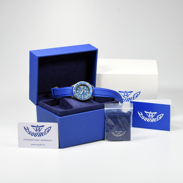 Squale 50 Atmos Blue Blasted 1521-026/A 1521BLUEBL (Pre-owned)