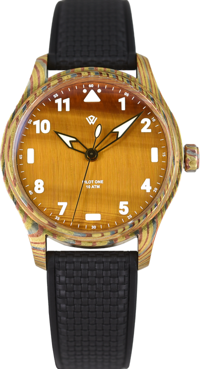 Wicked Watch Anniversary Flieger Mokume Gane Tiger Eye (Pre-owned)