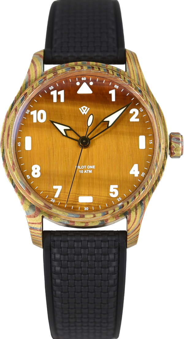 Wicked Watch Anniversary Flieger Mokume Gane Tiger Eye (Pre-owned)