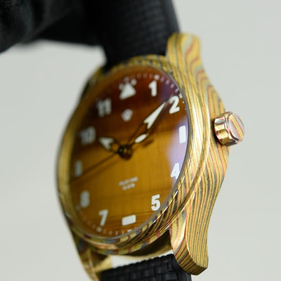 Wicked Watch Anniversary Flieger Mokume Gane Tiger Eye (Pre-owned)