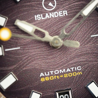 Islander Watch Bayport Automatic Warm Grey Wave Dial #ISL-314 (Pre-owned)