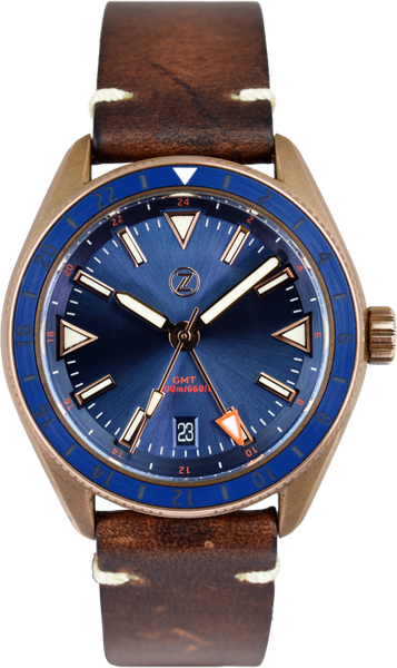 Zelos Horizons GMT Bronze Cobalt Blue (Pre-owned) - SeriousWatches.com